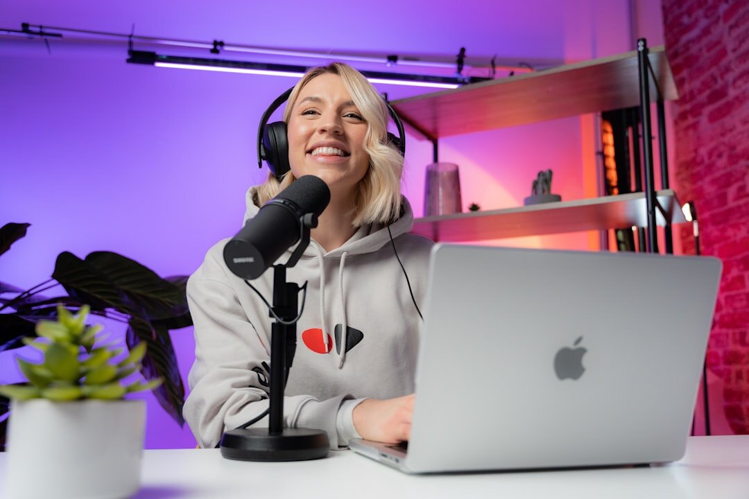 person recording podcast in studio