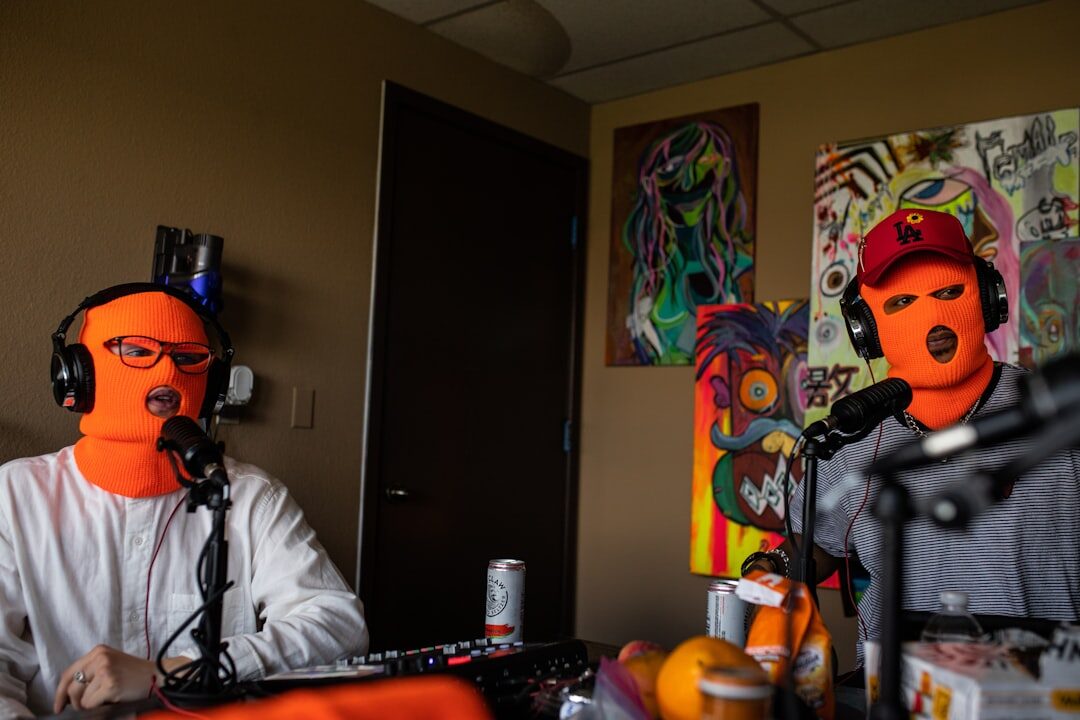 modern podcast studio interior