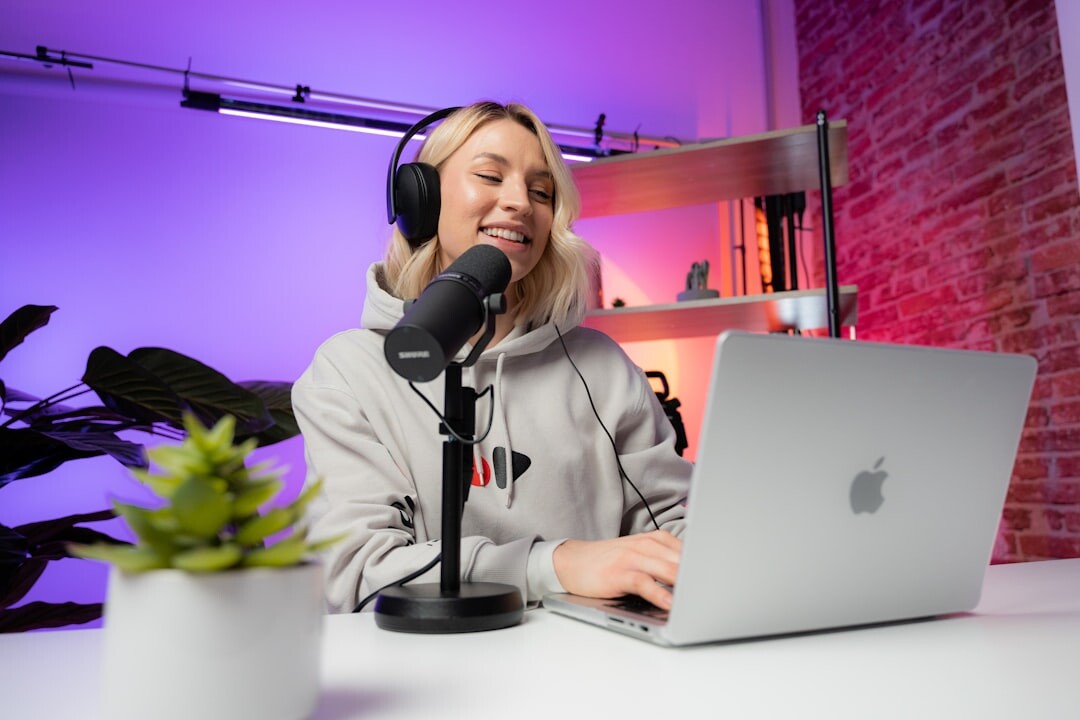 content creator with microphone