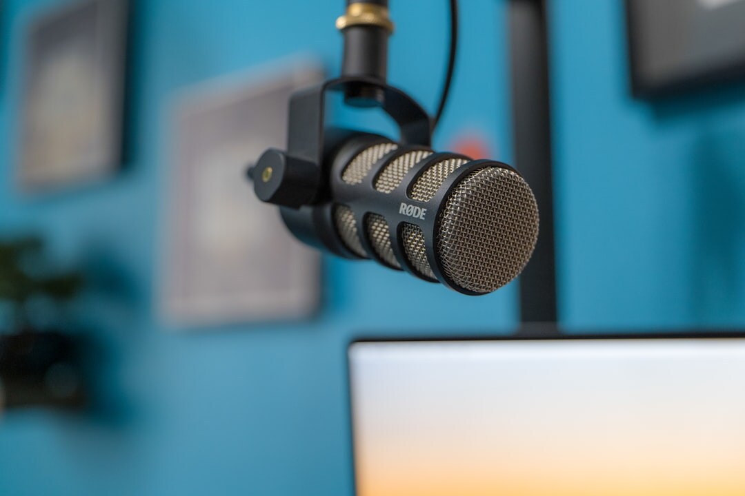 modern podcast studio interior