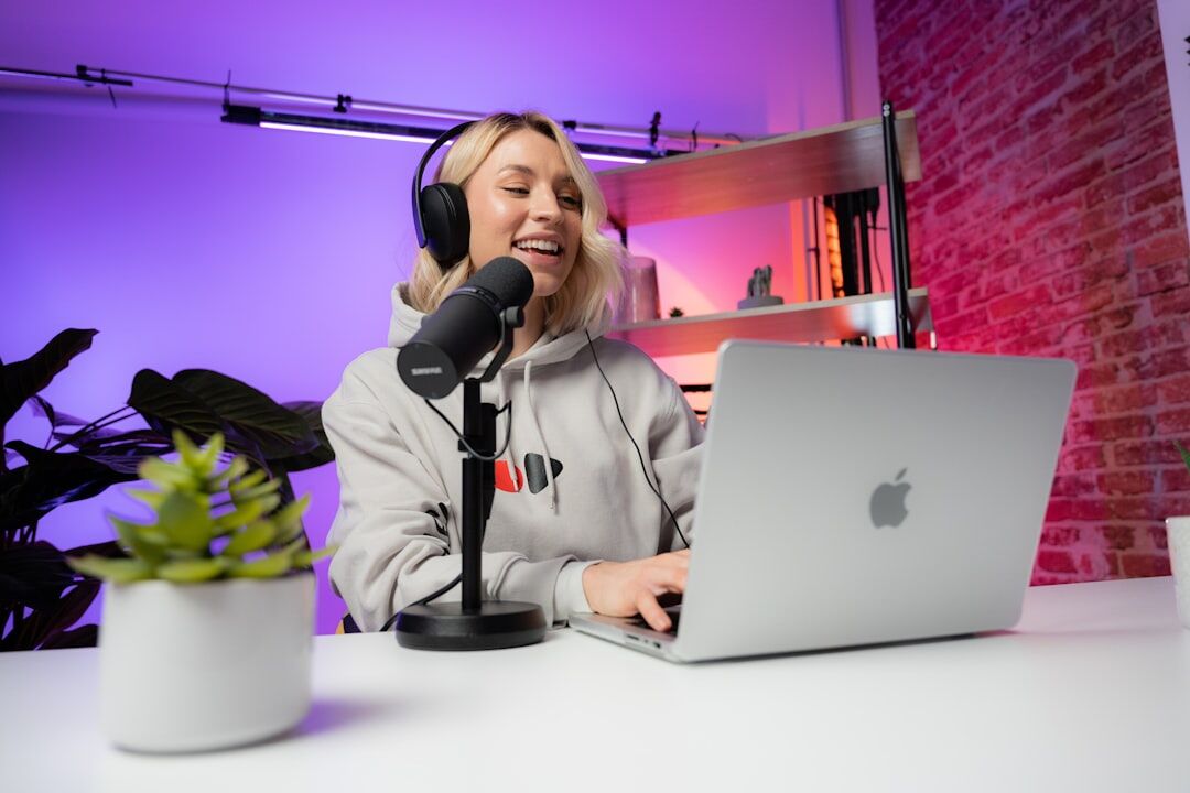 podcast host recording